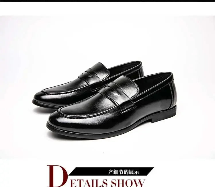 LuckMan Mens Dress Shoes PU Leather Fashion Men Business Dress Loafers Pointy  Shoes