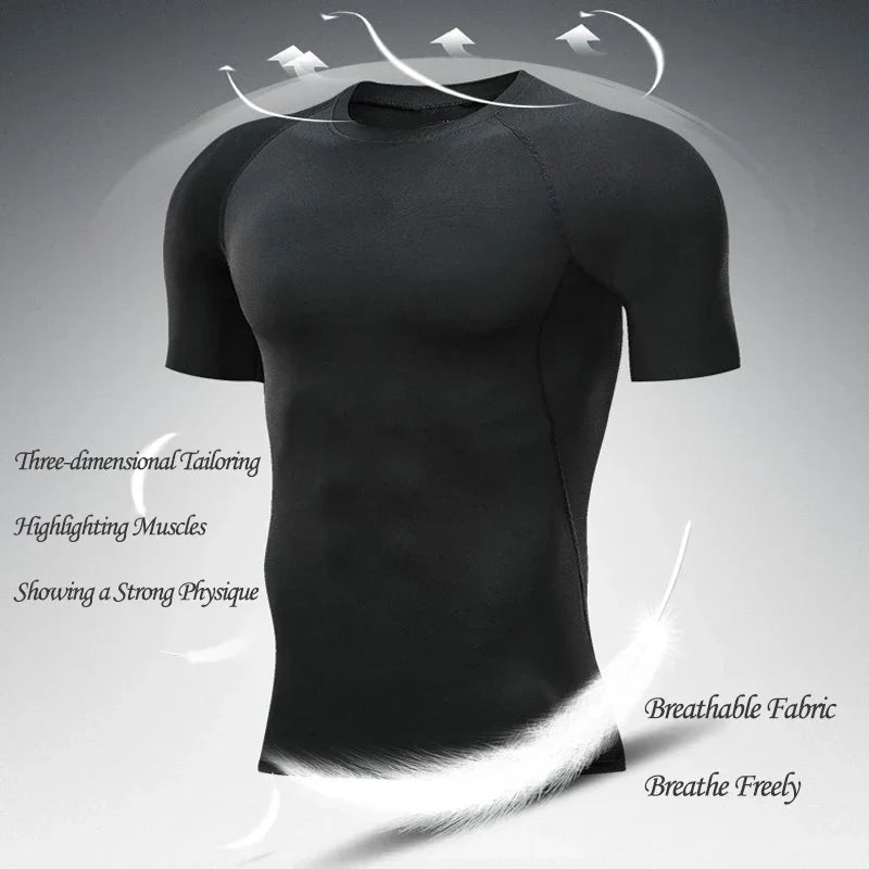 Anime 3D Printed Men's Compression Set short Sleeve Gym Top+Workout Shorts Quick Drying Breathble Athletics Rash Guard Set