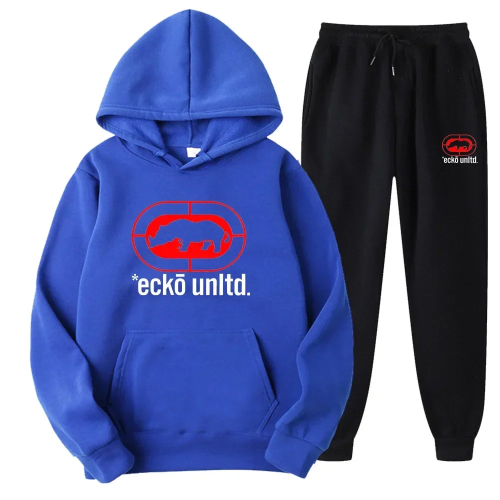 طقم سويت شيرت Ecko Unltd. Rhino بشعار - هودي وبنطلون رياضي مكون من قطعتين - أزياء الشارع الحضرية وملابس رياضية كاجوال