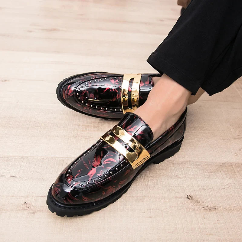 Fashion Classic Thick Sole Men's Penny Loafers Slip-On Business Dress Shoes Gentleman Metal Buckle Formal Black Shoes