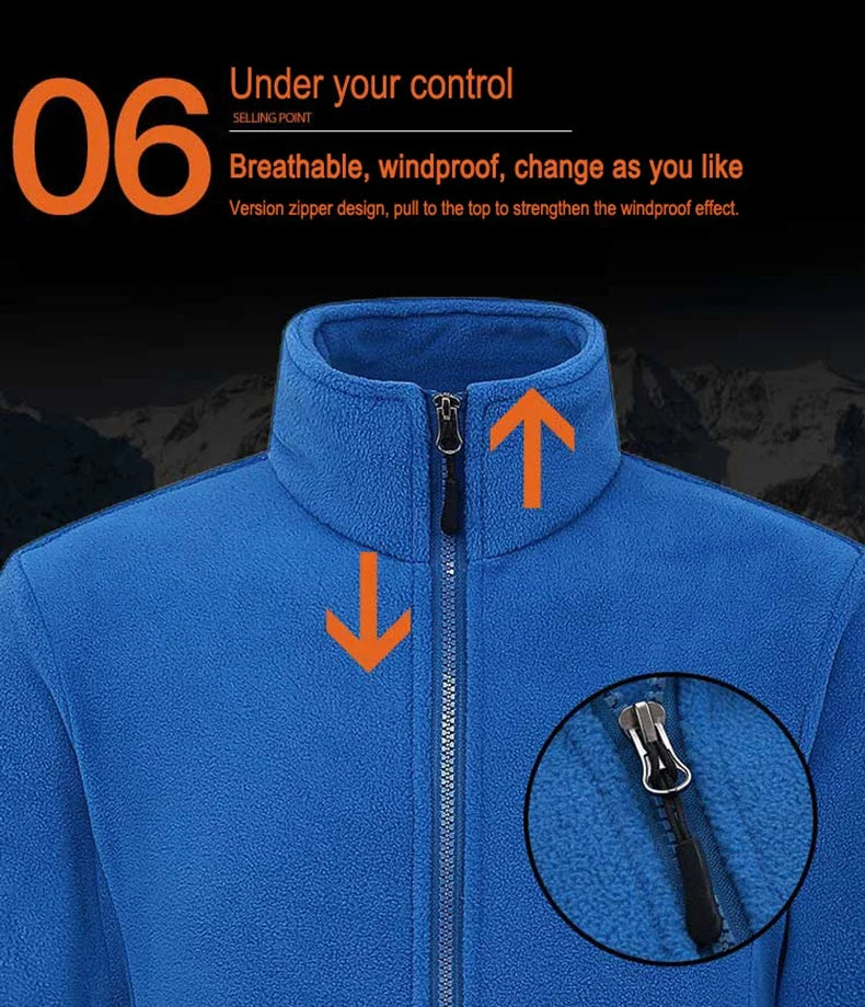 Men Polar Fleece Jackets Winter Windproof Thermal Soft Shell Jacket Outdoor Sports Hiking Camping Skiing Climbing Warm Coat