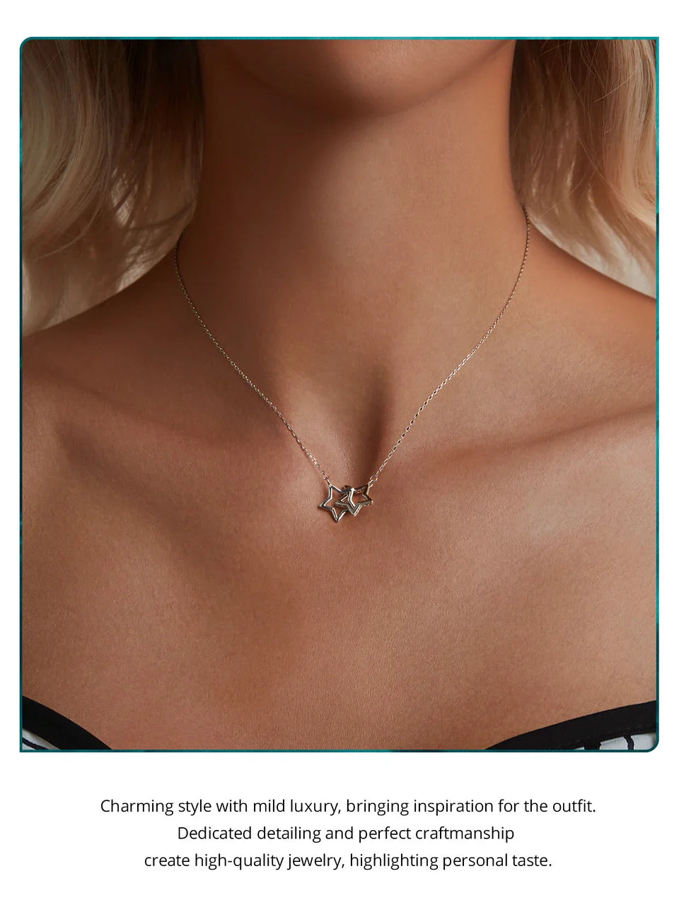 2024 New Solid 925 Sterling Silver Connected Star/Heart/Cat Pendant Necklace for Women Valentine's Day Gift Fine Jewelry