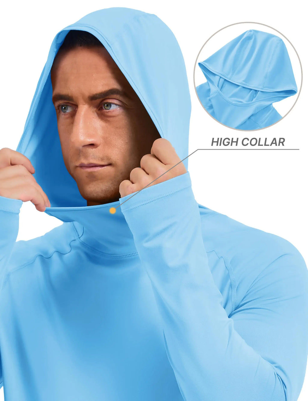 Men's Rash Guard Sun Hoodie Long Sleeve UPF 50+ Sun Protection SPF Quick Dry Hiking Swim Fishing Shirt