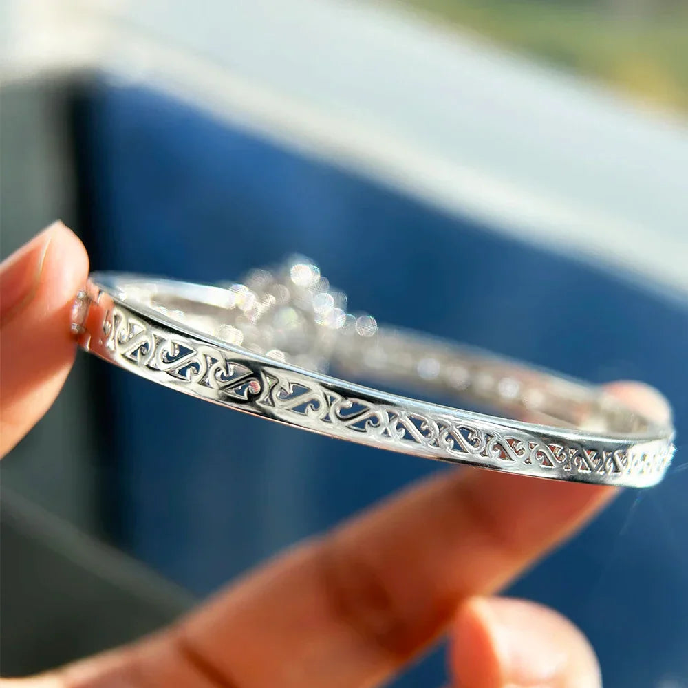 Luxury Moissanite Open Bangles 925 Sterling Silver GRA Certified Lab Diamonds Bracelets for Women Party Fine Jewelry Gifts