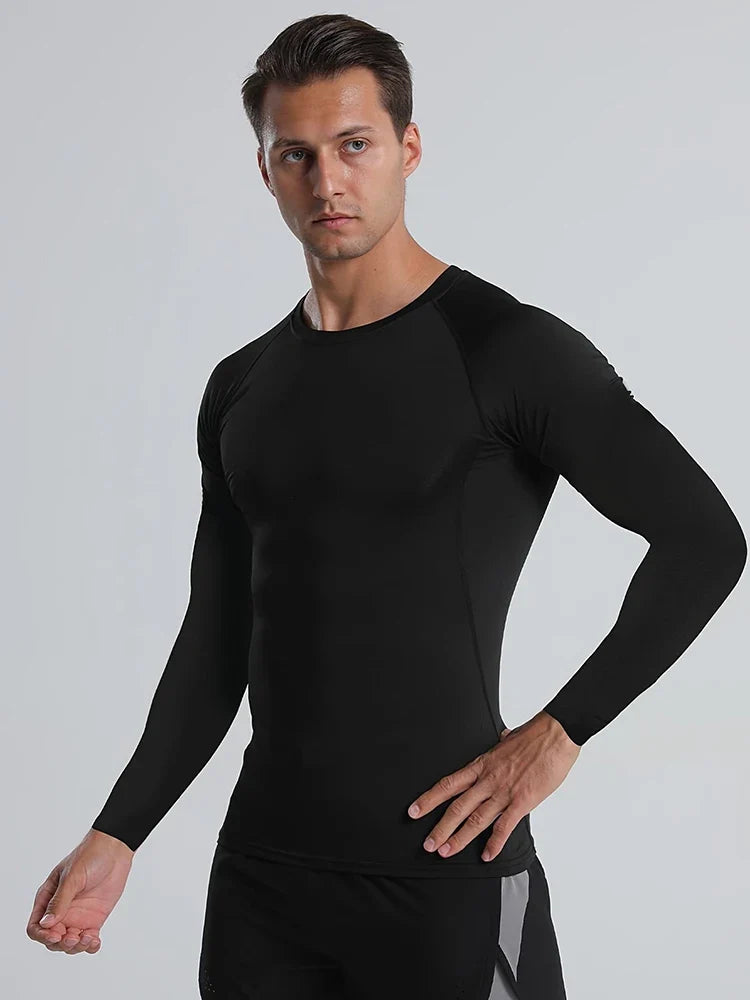 Stay Active and Comfortable with Men's Compression Shirts - Long Sleeve Athletic Workout Tops and Base Layers!