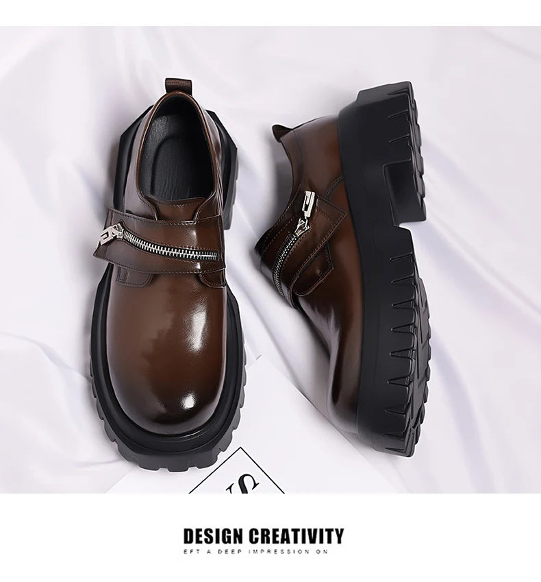2026 New Derby men's leather shoes Thick bottomed British style design Leisure Party Business Office Luxury adult shoes