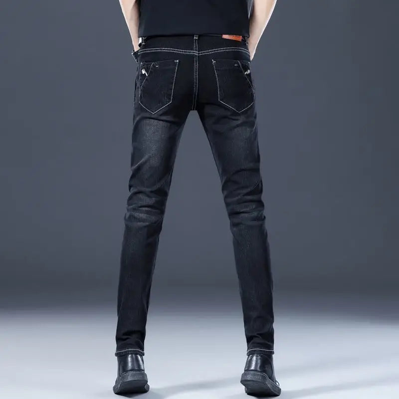 Stylish Black Luxury Men's Punk Fashion Comfortable Stretch Jeans