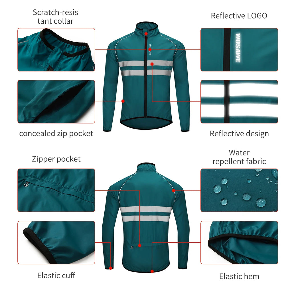 Men Cycling Windbreaker MTB Bicycle Long Sleeve Coat Water Resistant Outdoor Sport Jersey Bike Jacket Cycling Clothing