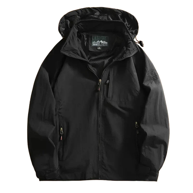 Men’s waterproof hiking jacket, breathable hooded windbreaker, quick dry outdoor coat, autumn, M–5XL