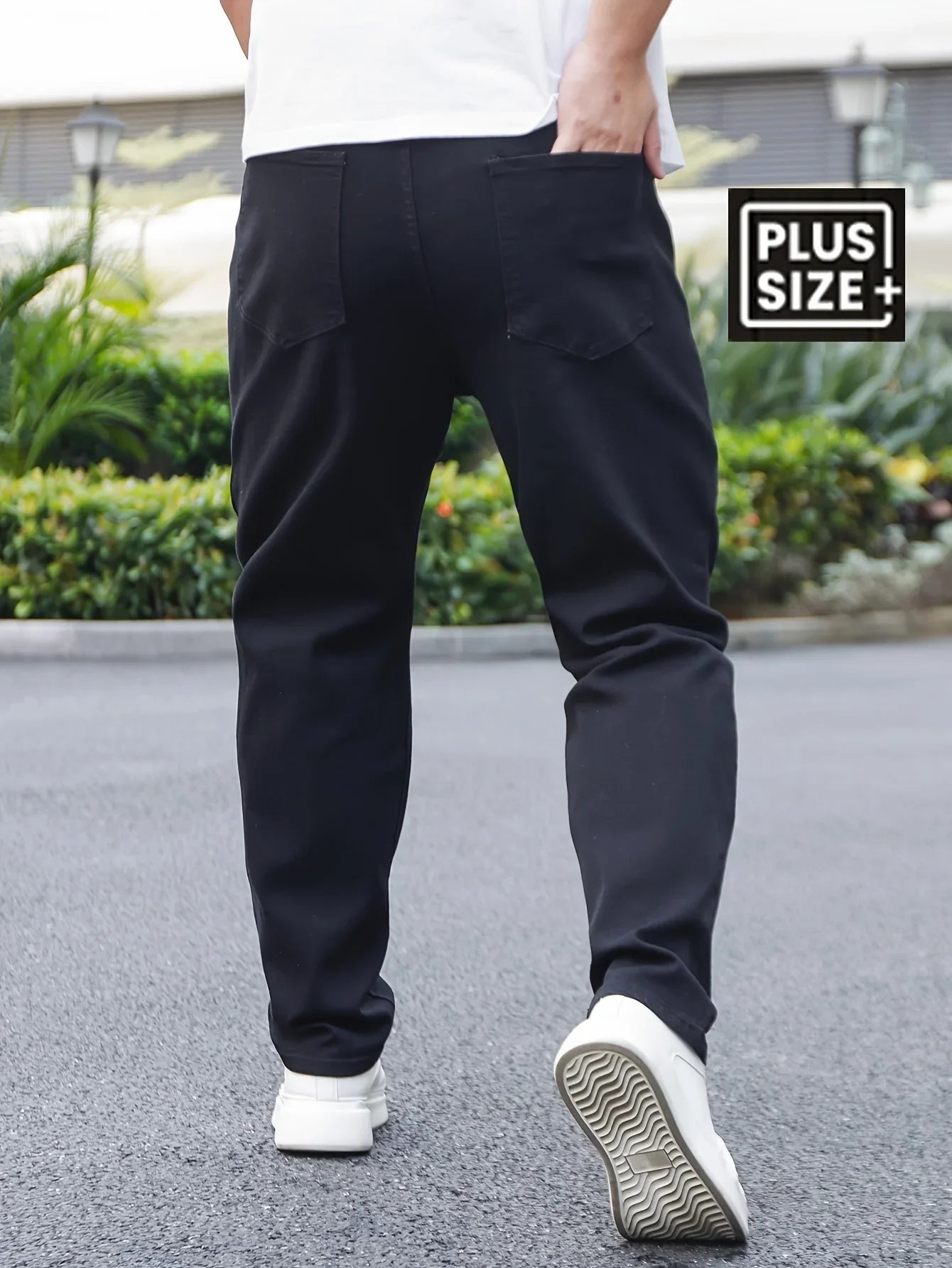 Men's Casual Basics Solid Black Slim Fit Jeans Stretch Elastane Men's Spring Trousers Simple and Versatile Men's Pants