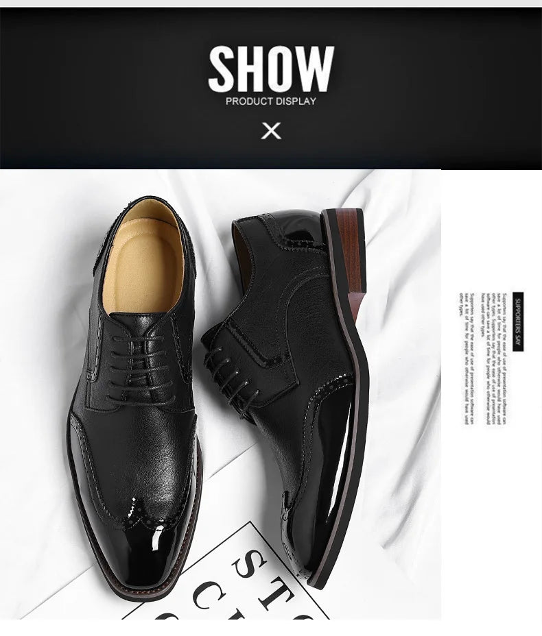 New Designer Business Leather Shoes for Men Color Match Lace Designer Casual Shoes Male Spring Autumn New Dress Brogue Shoe Man