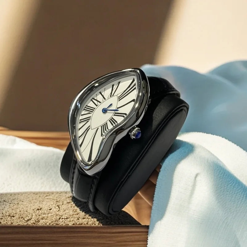 watches melt and twist y2k alien ladies and men Leather strap fashion advanced ins niche design quartz watch