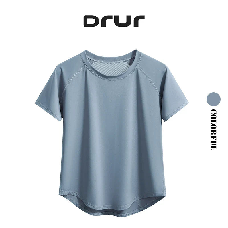 DRUR بلايز يوجا ملابس رياضية نسائية قمصان جيم قابلة للتنفس سريعة الجفاف بأكمام قصيرة تيشيرت تمارين رياضية تيشيرت ركض يوغا ملابس جديدة