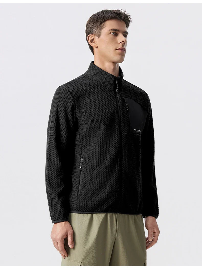 Fleece Sports Jacket Winter Cardigan Knitted Jacket Stand Collar Outdoor Running Windproof And Warm Training Top