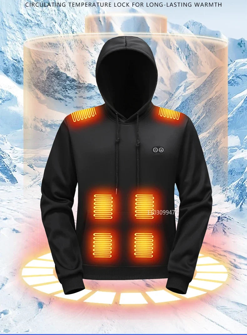 Self Heated Jacket Men Women Sweatshirts Hoodies 17 Areas USB Heated Clothing Winter Thermal Skiing Camping Hiking Sweatshirts