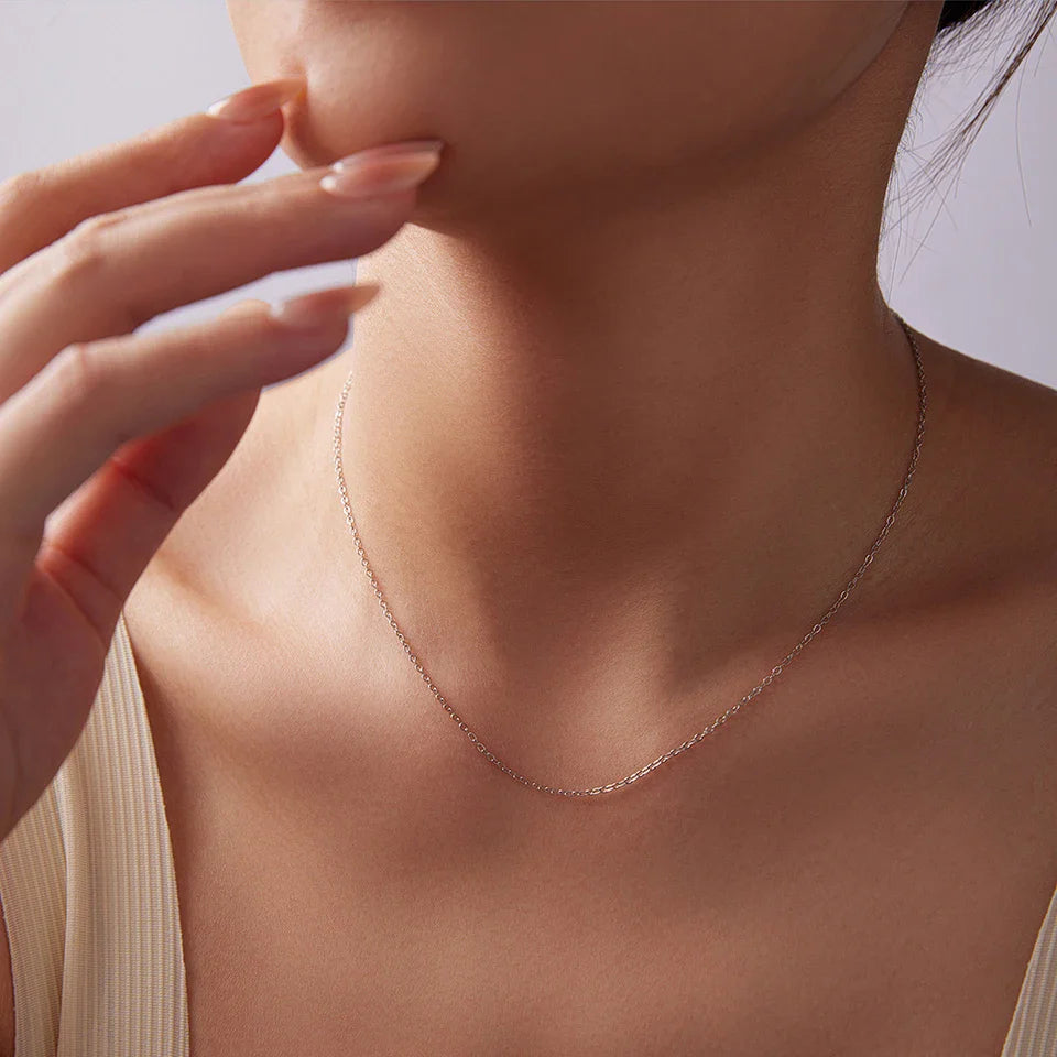 925 Sterling Silver O-Chain Necklace with Lobster Clasp Adjustable Basic Chain for Women Pendant Beads DIY
