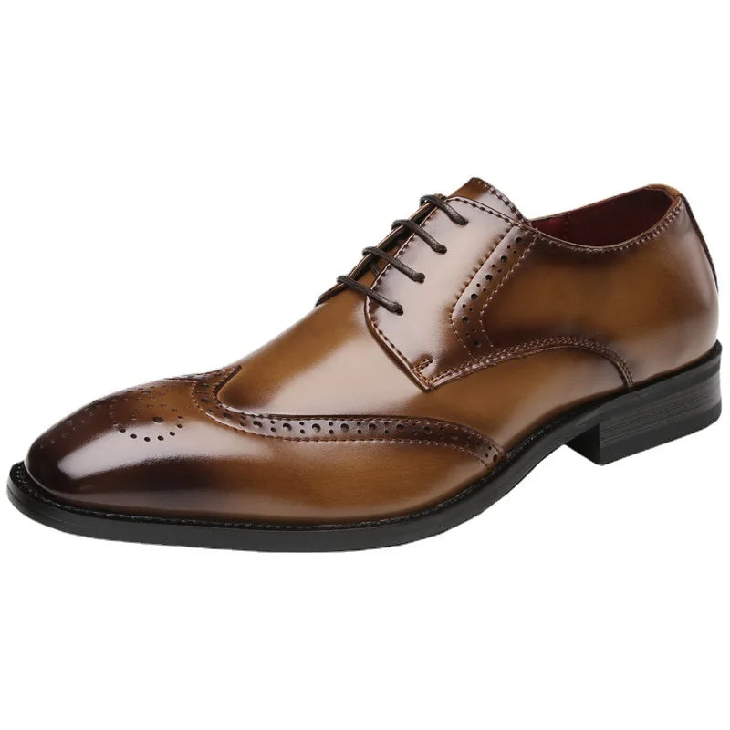 Men's Leather Shoes Carved Business Dress Shoes Shoes For Men Pointed British Brock Shoe EU Large Size 39-47 New