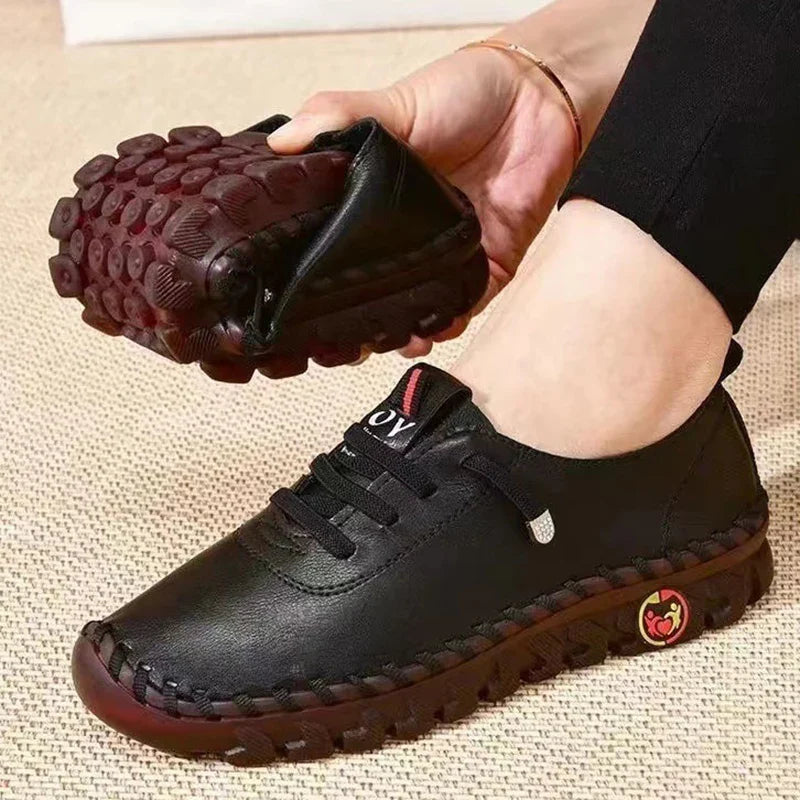 أحذية رياضية نسائية جلدية كاجوال مسطحة ومريحة سهلة الارتداء "Zapatillas De Mujer"