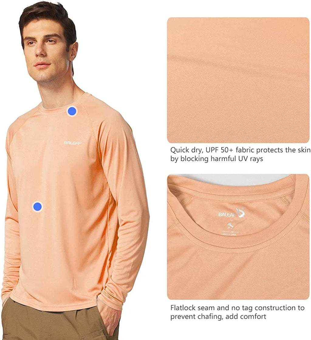 Summer Sun Protection Men's Shirts Uv Spf Upf 50+ Tops Quick Dry Long Sleeve Stretchy Men Shirt Outdoor Running Fishing