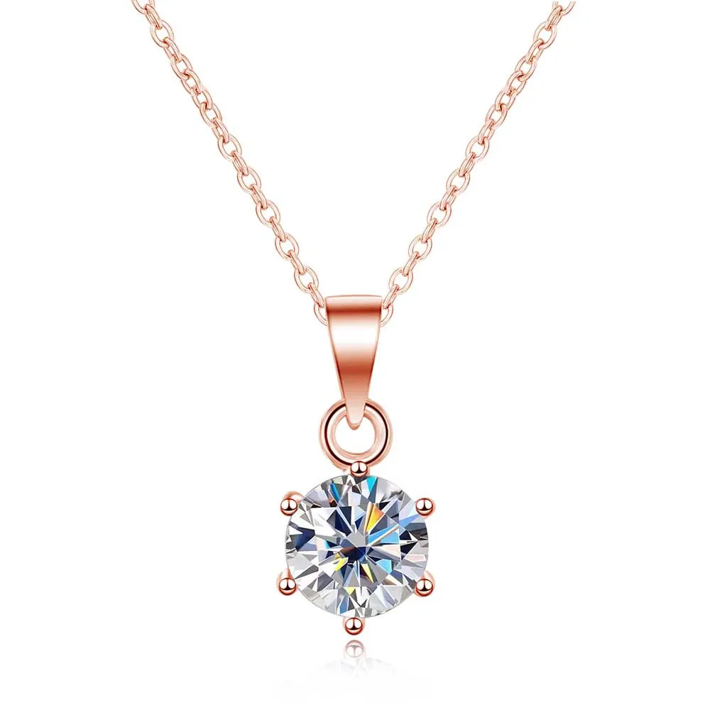 1ct 2ct Moissanite Necklace for Women Wedding Jewelry with GRA 925 Sterling Sliver Plated White Gold Diamond Necklace