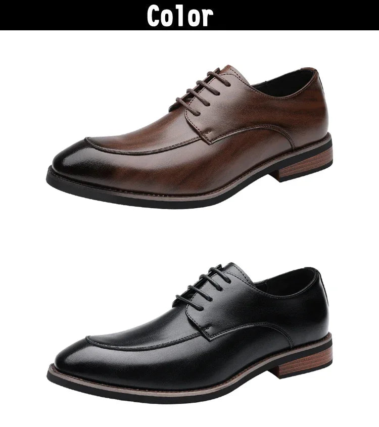 Men's Formal Leather Shoes, Comfortable Soft Sole Office Derby Shoes, Breathable Anti-Slip Business Men's Shoes-HT1009