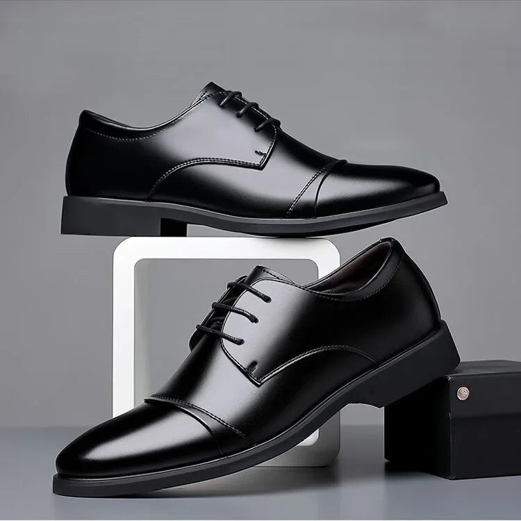 Large Size Men's Leather Shoes Business Formal Derby Breathable Double Buckle Wedding Work Security Office Shoes