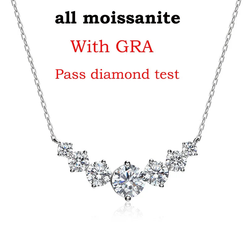1.7-5CTTW All Moissanite Necklace for Women Smile Princesses Sparkling Diamond Pendant S925 Sterling Silver Plated PT950