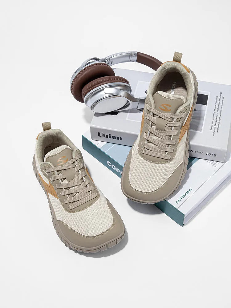 Wide Toe Running Shoes Unisex Minimalist Artificial Leather Walking Sneakers Lace Up Lightweight Breathable Shoes