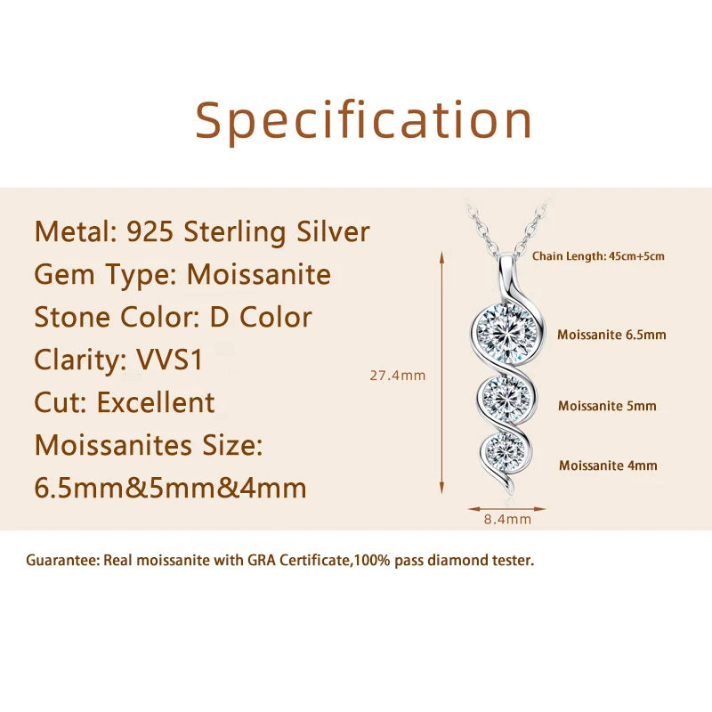 GRA Certified Moissanite Twisted Bowknot Pendant Necklaces for Women S925 Sterling Silver Jewelry Chains Wedding Gifs