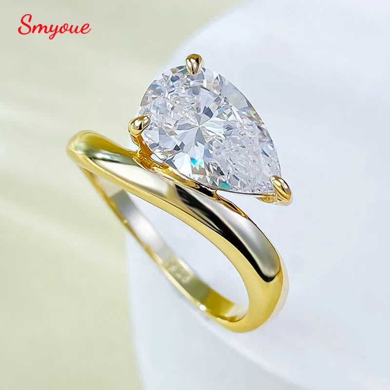 1.5CT 3CT Pear Cut Moissanite Solitaire Rings for Women Wedding Luxury 925 Solid Silver Womans Ring Lab Diamond Jewelry
