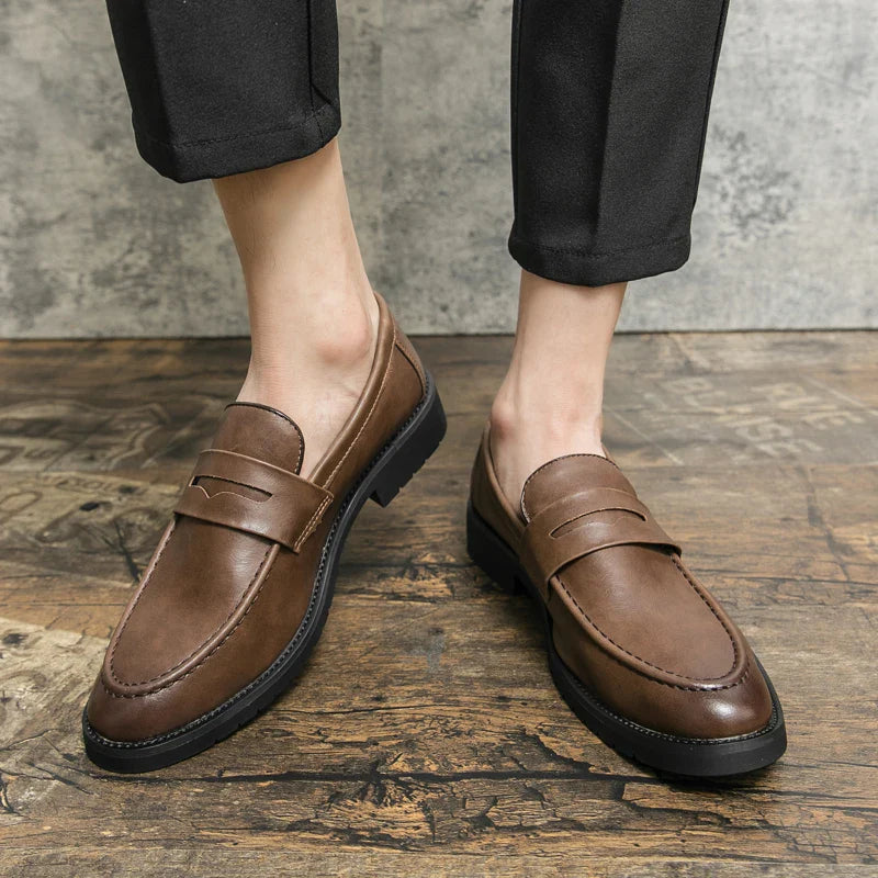 Black Men Loafers Soft Moccasins High Quality Spring Autumn Genuine Leather Shoes Men Business Office Dress Shoes Zapatos