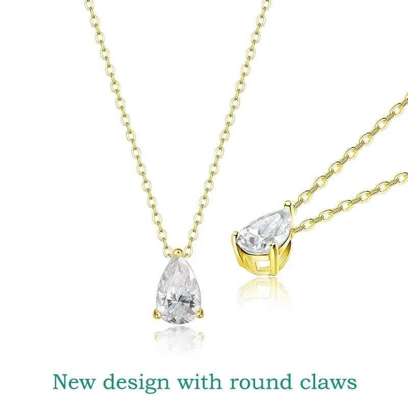 1-4CT Pear Cut Moissanite Pendant Necklace for Women Girls 3 Designs Lab Diamond Wedding Silver 925 Chains Fine Jewelry