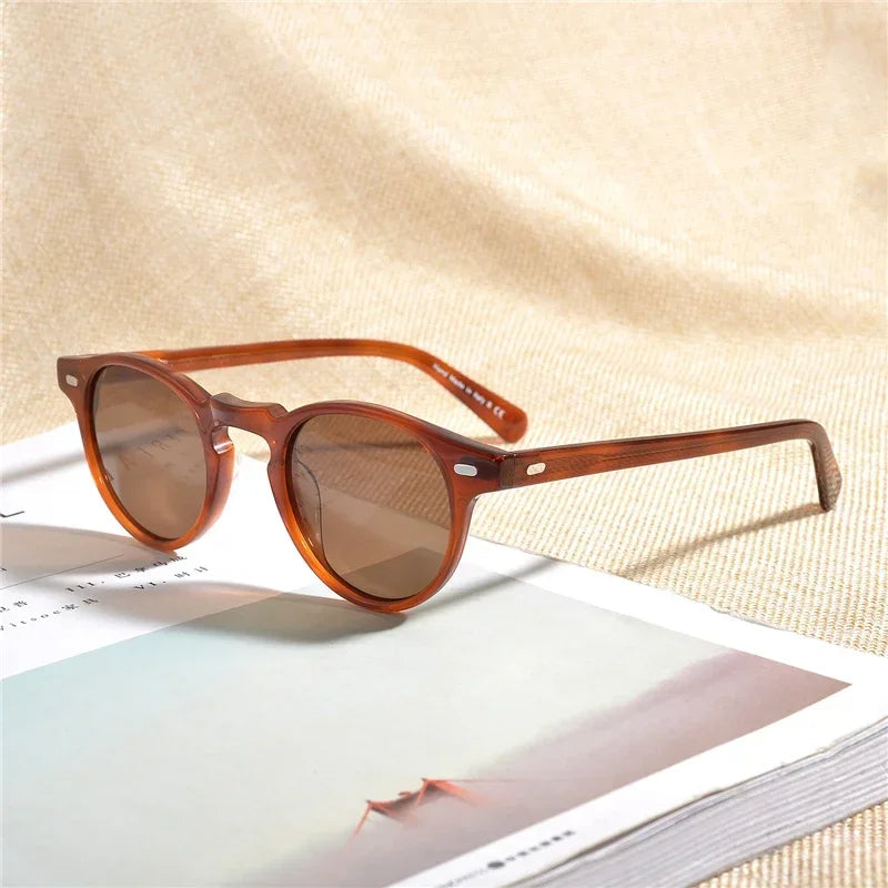 Gregory Peck Vintage Polarized Sun Glasses OV5186 Clear Frame Sunglasses Brand Designer Men Women OV 5186 Gafas Oculos with case