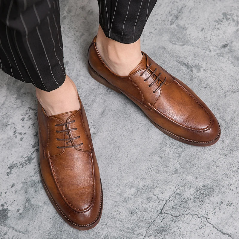Spring Autumn New Men's Genuine Leather Casual Shoes Outdoor Work Shoes Office Dress Shoes Men's Wedding Shoes Free Delivery