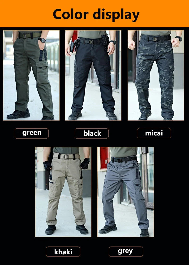 Outdoor Tactical Pants Men Casual Cargo Trousers Multi-pocket Waterproof Pant Autumn Spring Outdoor Workwear Hiking Trousers