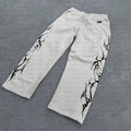 2025 new European and American retro punk complex design printed zipper cardigan hoodie trousers sweatpants suit street wear