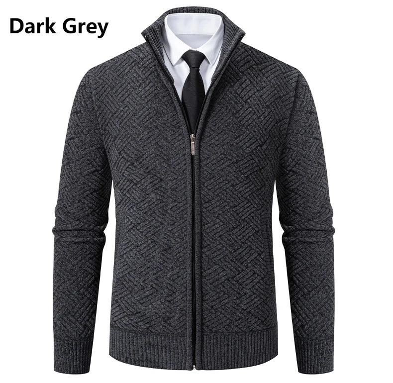 Mens Thickened Cardigan Full Zipper Fleeced Sweaters Knit Jackets Hooded Sweater Coat Autumn Winter Padded Clothes