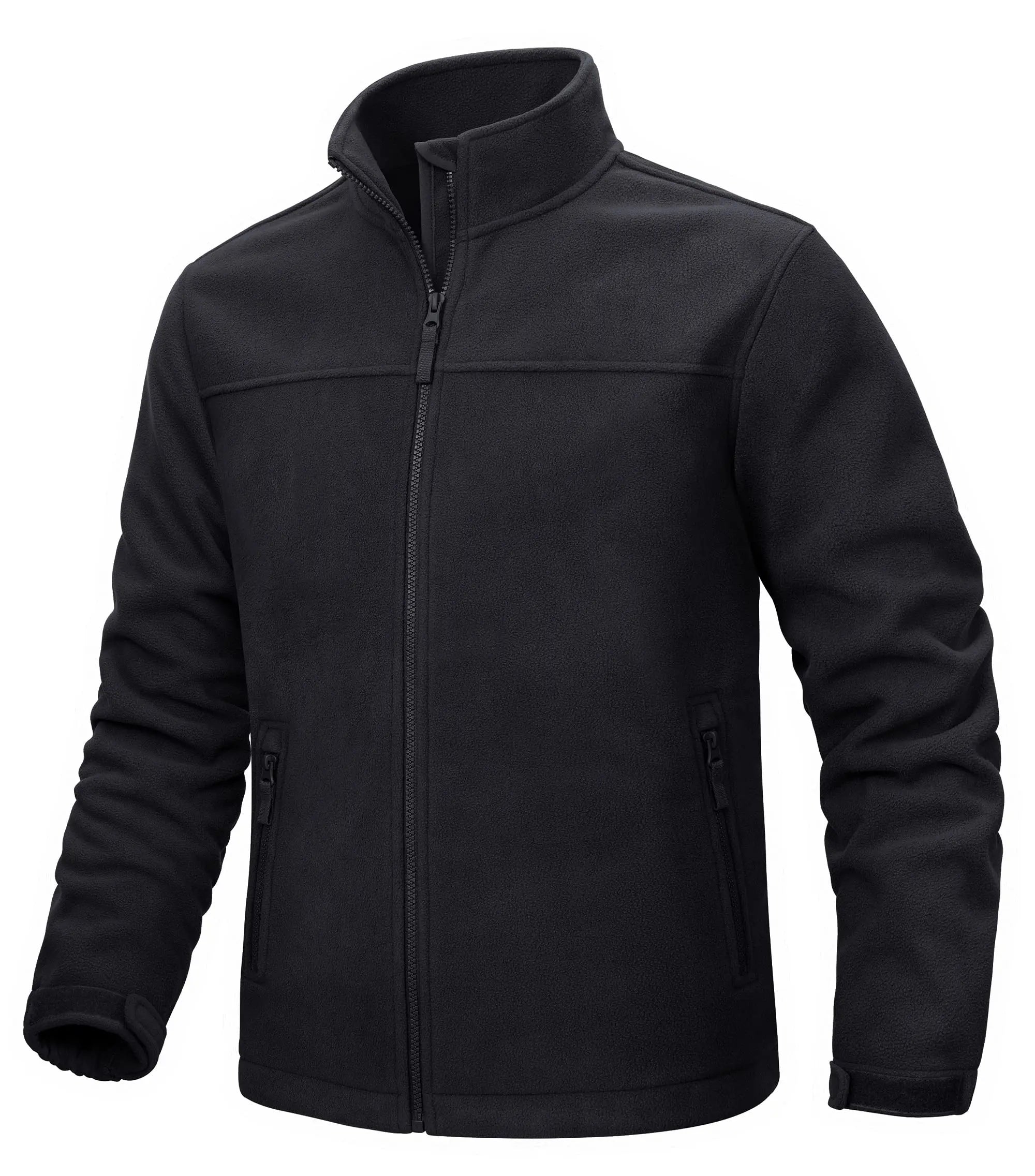TACVASEN Winter Fleece Jackets Mens Full Zip Stand Up Work Jacket Coats Zipper Pockets Hiking Jacket Outdoor Windbreaker