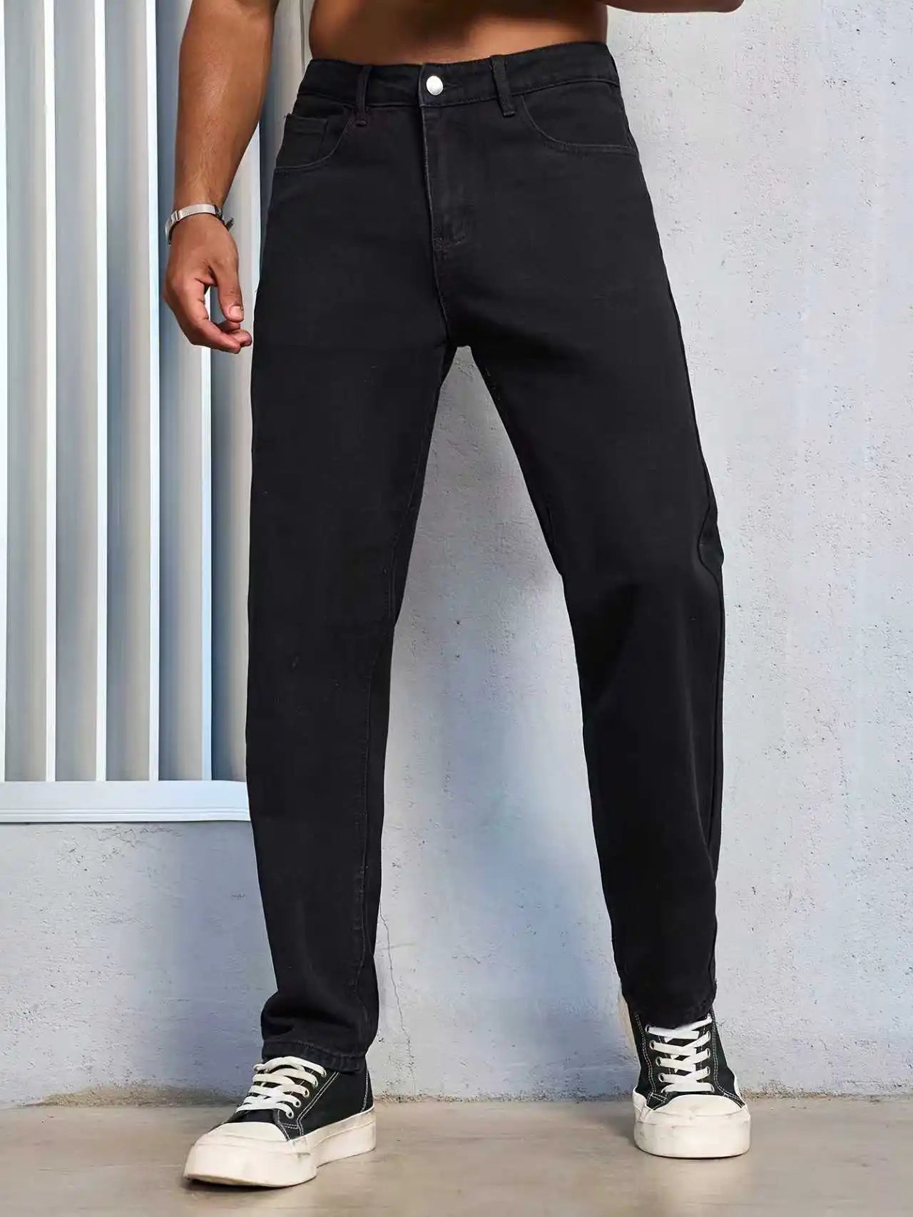Men's Casual Solid Black Regular fit Jeans