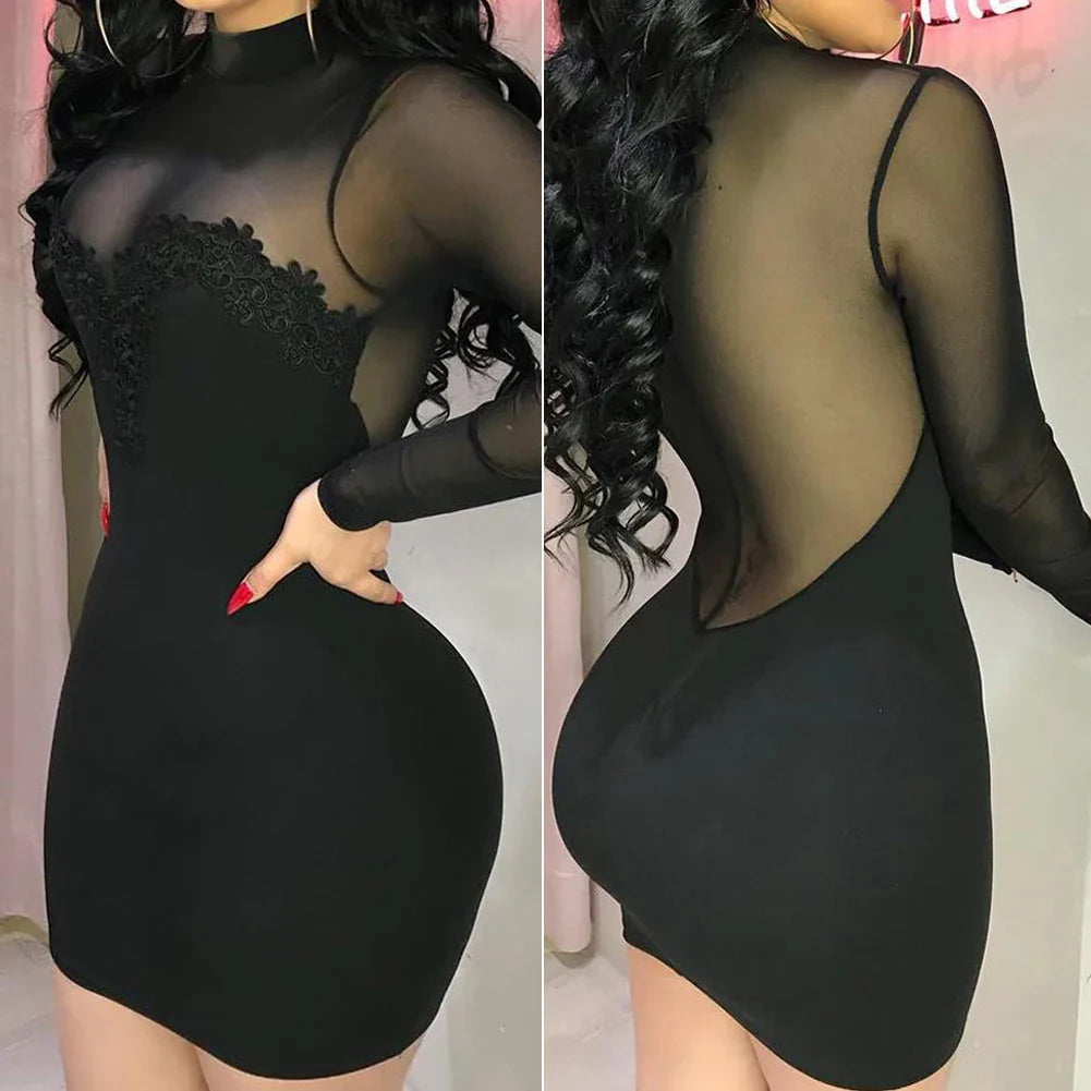See Through Transparent Hollow Out Dress Women