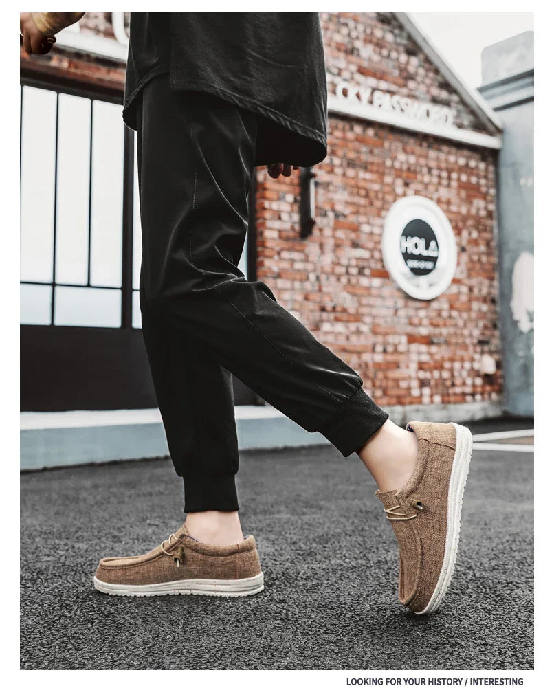 Men Casual Canvas Shoes Mens Loafers Breathable Slip on Flats Male Vulcanized Shoes Driving Shoes Plus Size 47 Walking Sneakers