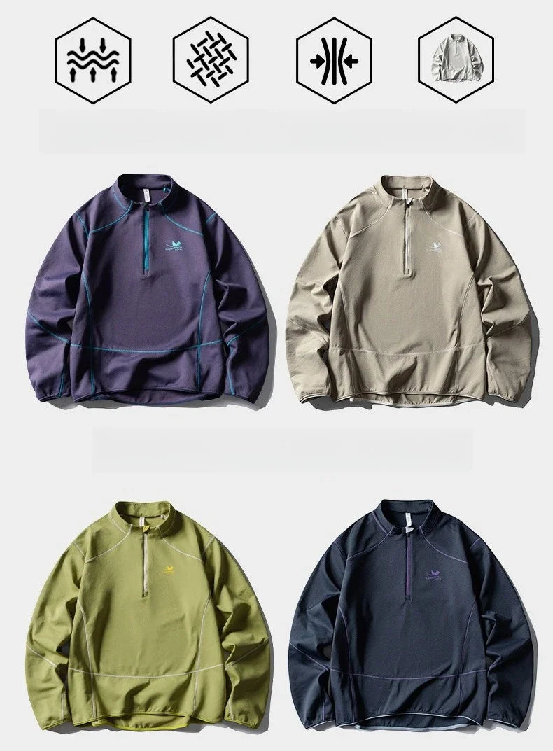 Retro Lightweight Quick-Dry Long-Sleeve Outdoor Top for Couples: Ideal for Running & Cycling