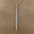 Sparkling 11-Stones Moissanite Diamond Necklace  for Women 14K Gold Filled Long Drop Pendant Necklace Glamour Jewelry Gift