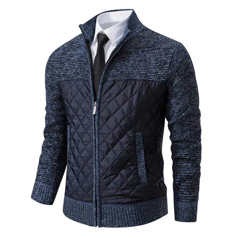 Autumn Winter Sweater Men's Loose Cardigan New Cold High Neck Jumpers Patchworked Windbreaker Casual Jackets