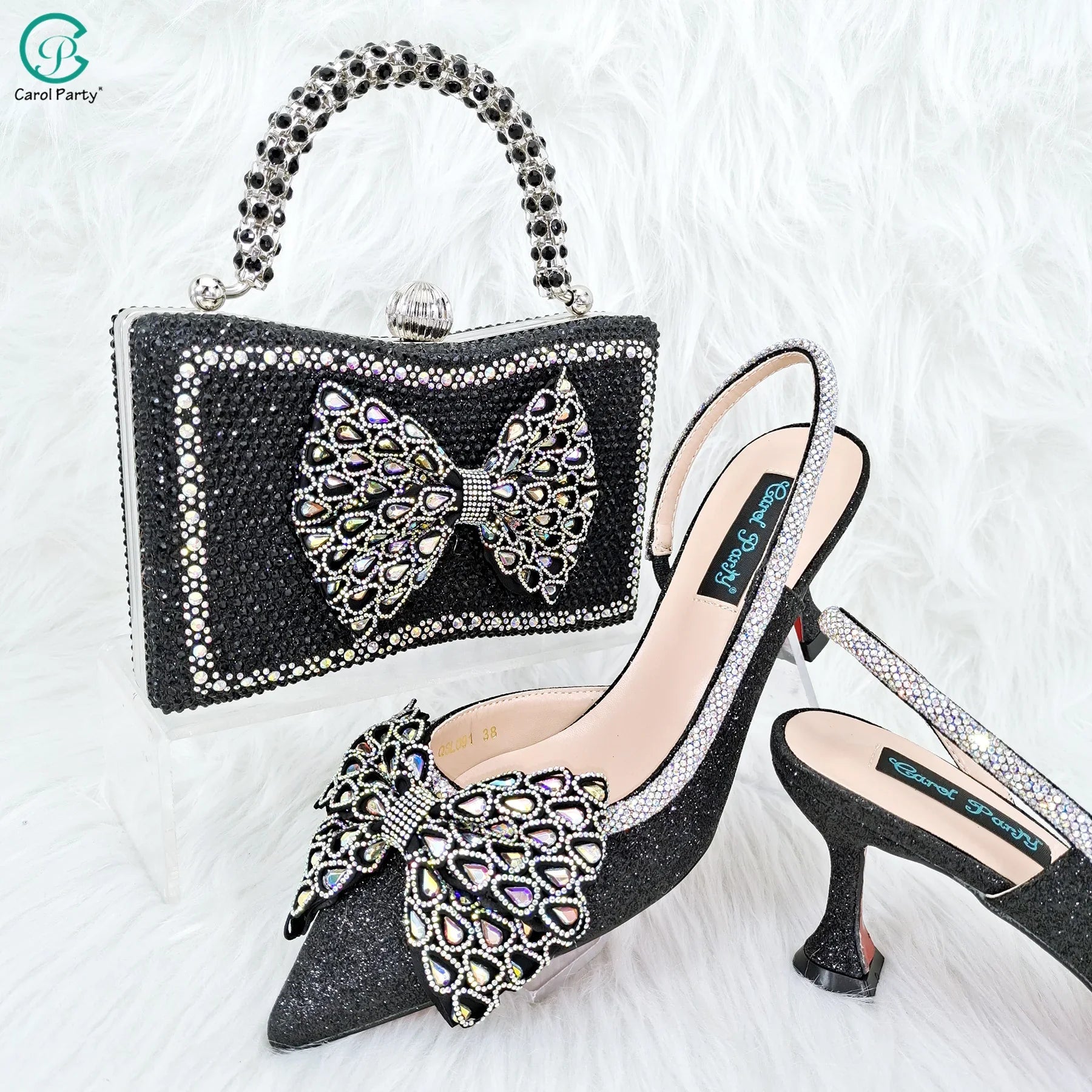 princess style  Young Girl Rhinestone-encrusted Bag & Comfortable  High Heels