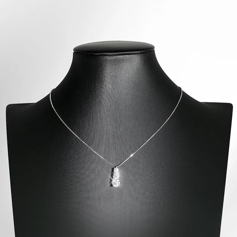 1.8CT Moissanite Pendant for Women Men Sparkling Diamond Necklace 3 Stones Solid Silver 925 Jewellery Luxury Quality GRA