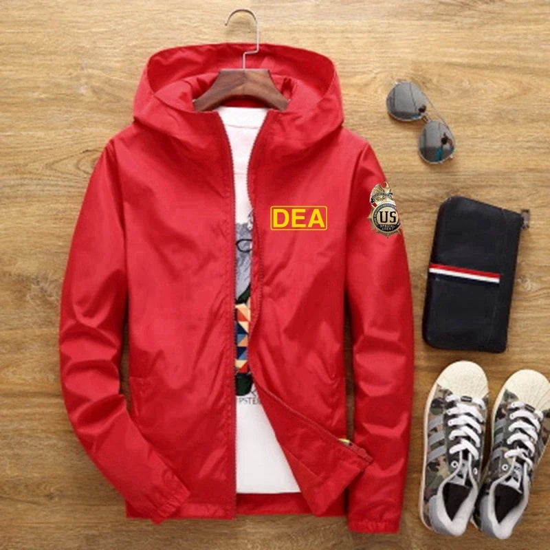 Sunscreen Waterproof FBI Shield Casual Jackets Ultra Light Men's Summer Hooded Jacket Super Thin Windbreaker Packable Skin Coat