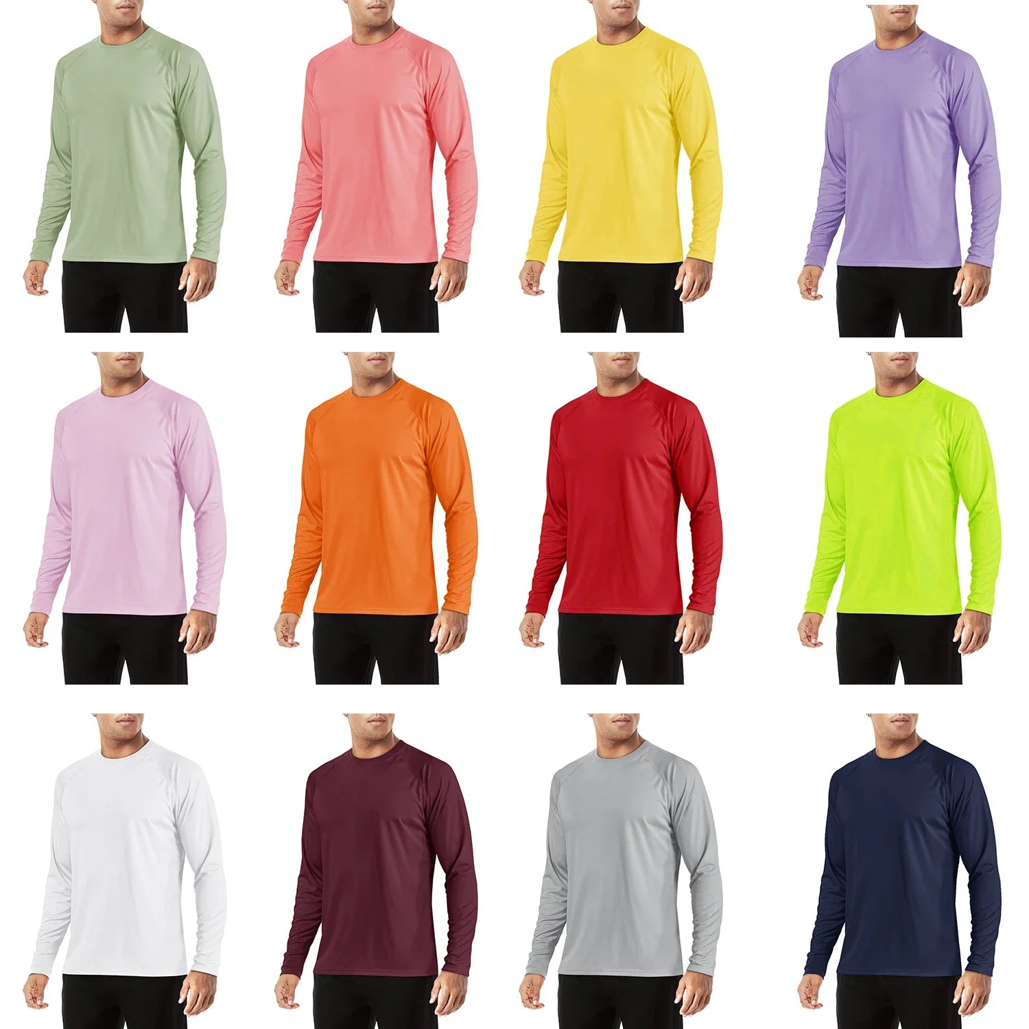 Men's Sun Protection T-shirts Summer UPF 50+ Long Sleeve Performance Quick Dry Breathable Hiking Fish T-shirts UV-Proof