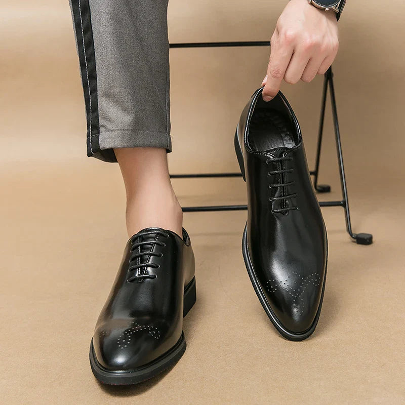 Men's Genuine Leather Dress Shoes Classic Oxford Soft Comfortable Lining Non-Slip Rubber Sole Business Office Formal Occasions