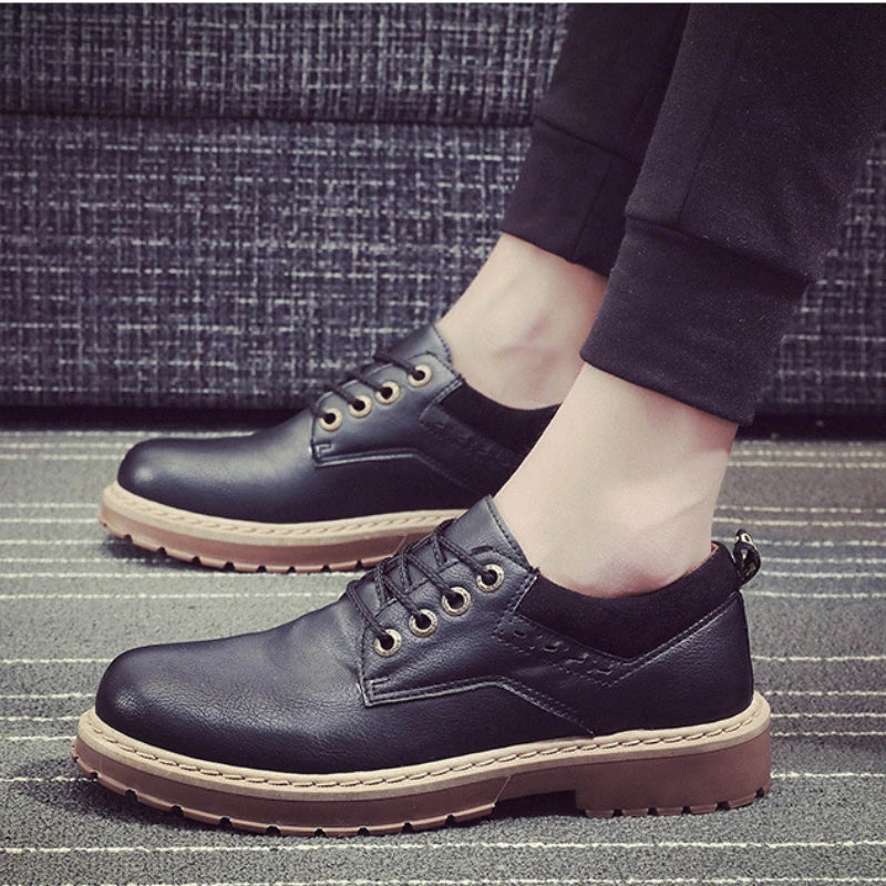Spring Men Leather Shoes High Quality Casual Shoes for Men British Wind Retro Tooling Shoes Fashion Men's Ankle Boots zapatillas